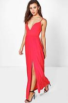 Boohoo Petite Lara Strappy Split Maxi Dress