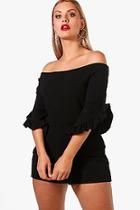 Boohoo Plus Kate Off The Shoulder Frill Sleeve Playsuit