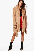 Boohoo Emily Boutique Belted Faux Fur Coat