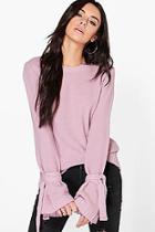 Boohoo Alisha Tie Cuff Detail Jumper