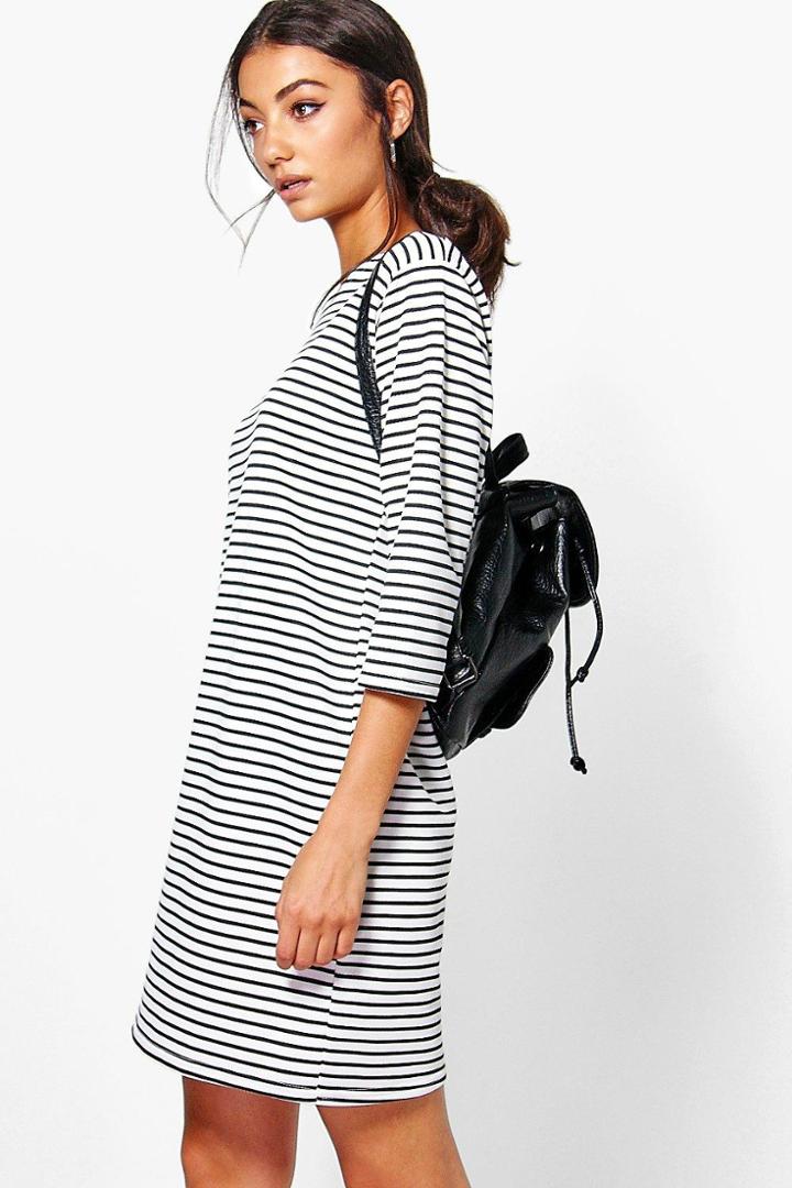 Boohoo Tall Ramina Striped Sweat Dress Multi