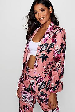 Boohoo Floral Pink Based Blazer