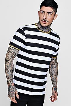 Boohoo Engineered Stripe T-shirt With Sports Rib