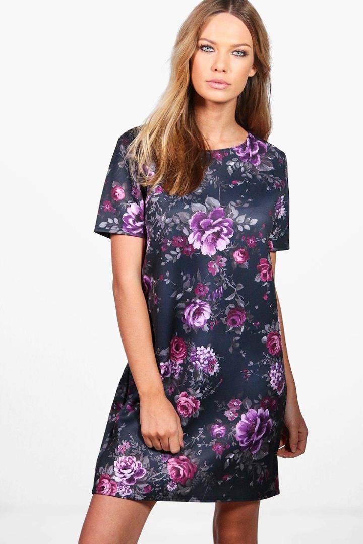 Boohoo Abijah Cap Sleeve Shift Dress Multi