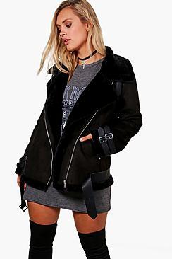 Boohoo Plus Eloise Bonded Aviator Jacket