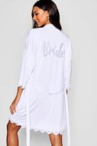 Boohoo Something Blue Diamante Bride Robe