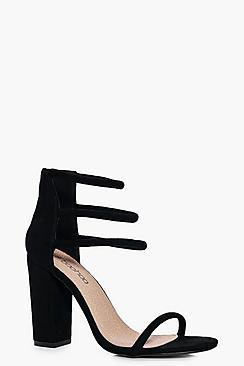Boohoo Eve Three Strap Ankle Band Block Heel