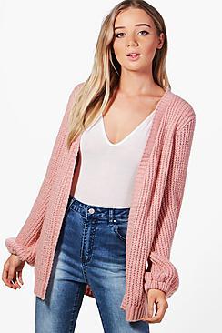 Boohoo Emily Blouson Sleeve Soft Knit Cardigan