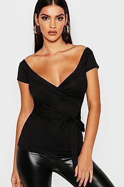 Boohoo Off The Shoulder Wrap Top
