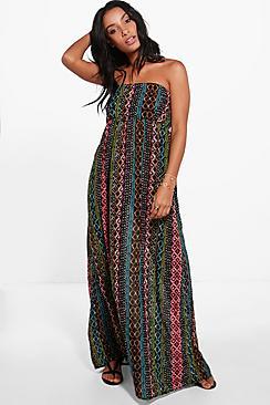 Boohoo Georgia Neon Aztec Maxi Beach Dress
