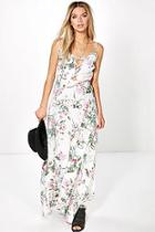 Boohoo Aiana Floral Lace Up Maxi Dress