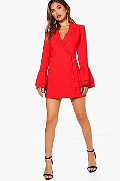 Boohoo Boutique Taylor Button Through Tuxedo Dress