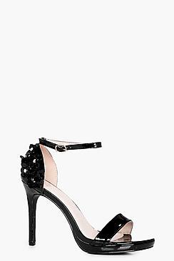 Boohoo Heidi Flower Embellished Two Part Heel