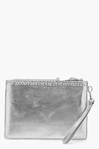 Boohoo Ivy Real Leather Plait Trim Clutch
