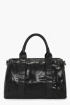 Boohoo Aaliyah Black Metallic Bowler Bag Black