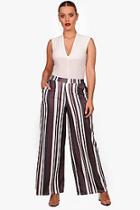 Boohoo Plus Robyn Crepe Stripe Wide Leg Trouser