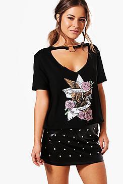 Boohoo Petite Lucy Choker Ring Band Tee