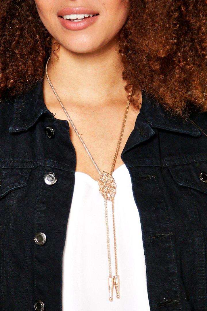 Boohoo Imogen Western Double Plunge Necklace Gold