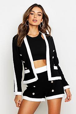 Boohoo Tweed Edge To Edge Cropped Jacket