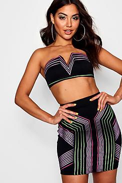 Boohoo Martha Print Detail Bandeau Crop Top