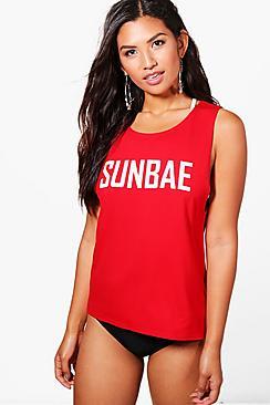 Boohoo Hollie Sunbae Slogan Beach Vest