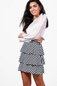 Boohoo Paloma Ruffle Tiered Mini Skirt