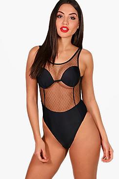 Boohoo Malaga Mesh Moulded Swimsuit