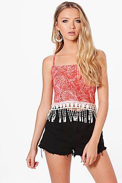 Boohoo Danielle Lace Trim Vest