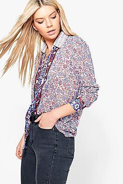 Boohoo Bethany Printed Blouse