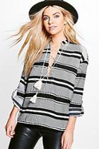 Boohoo Maria Stripey Lace Up Blouse