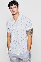 Boohoo Swallow Print Short Sleeve Revere Shirt