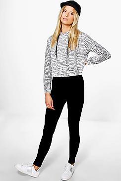 Boohoo Harper Textured Waistband Fleece Lined Leggings