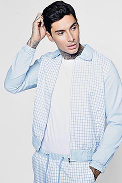 Boohoo Collared Window Pane Check Tailored Bomber