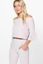 Boohoo Isobel Bell Sleeve Off The Shoulder Top