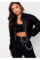 Boohoo Petite Pu Cropped Padded Coat