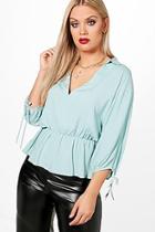 Boohoo Plus Gathered Waist Batwing Top