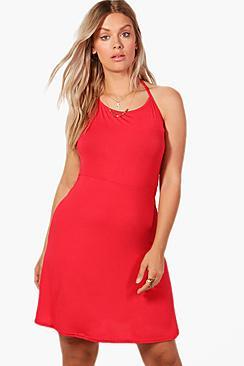 Boohoo Plus Indea Halterneck Skater Dress