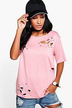 Boohoo Maisie Distressed T-shirt