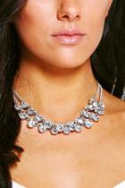 Boohoo Double Embellished Diamante Choker Silver