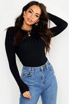 Boohoo Ribbed Crew Neck Knitted Top