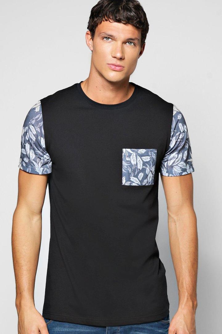 Boohoo Sublimation Pocket And Sleeve T Shirt Black