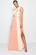 Boohoo Boutique Ria Cut Out Colour Block Maxi Dress