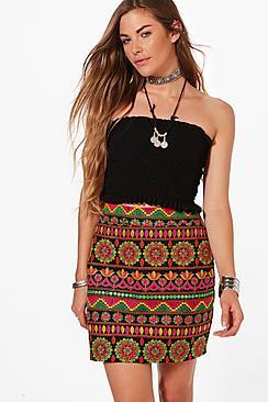 Boohoo Everly Premium Embroidered A Line Mini Skirt