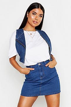 Boohoo Petite Stretch Denim Mini Skirt