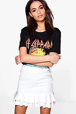 Boohoo Geneva Crepe Ruffle Hem Mini Skirt
