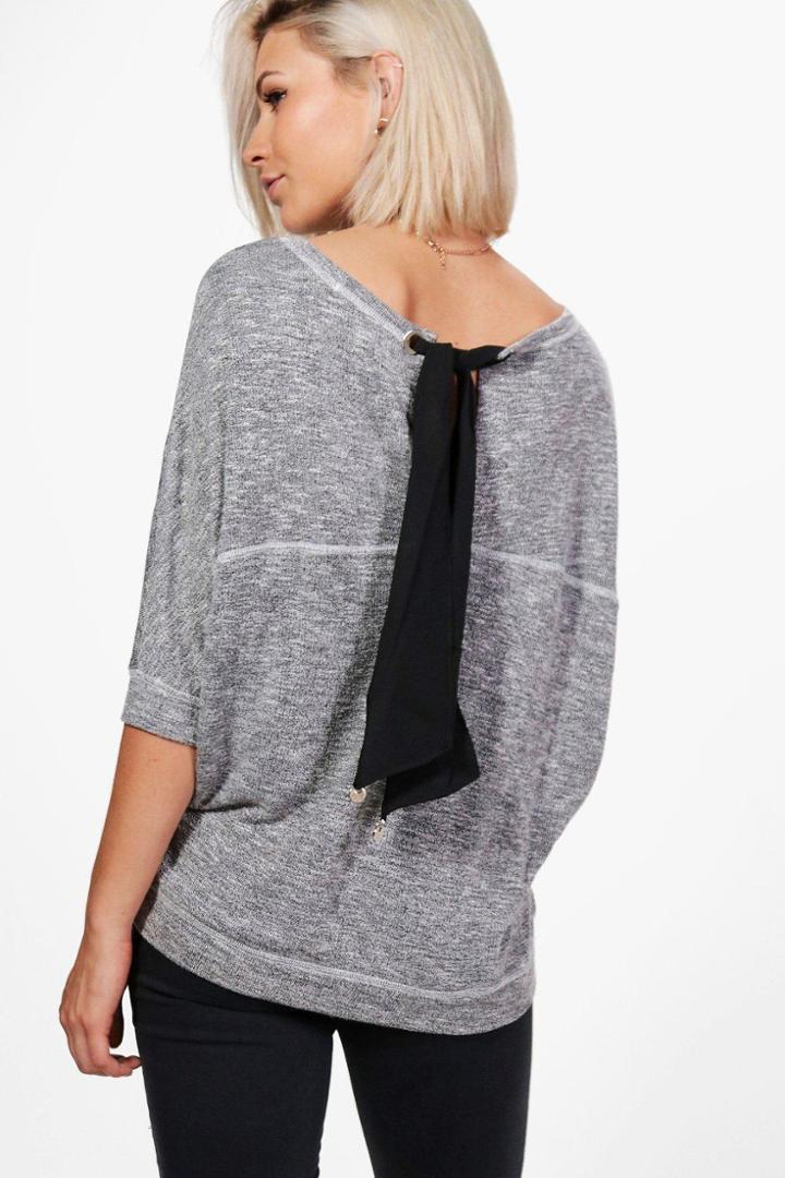 Boohoo Tanya Knitted Tee Grey