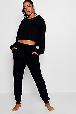 Boohoo Crop Hoodie & Jogger Set