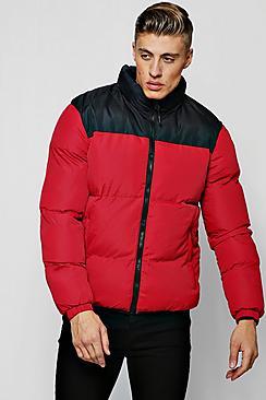 Boohoo Colour Block Funnel Neck Puffer