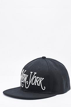 Boohoo Black New York Embroidered Snap Back Cap