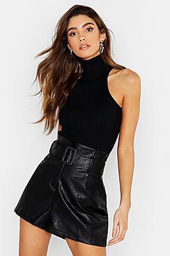 Boohoo Roll Neck Knitted Rib Top